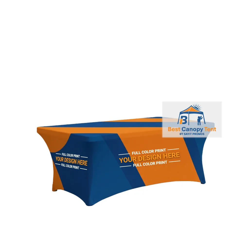 8 foot custom printed stretch table cover