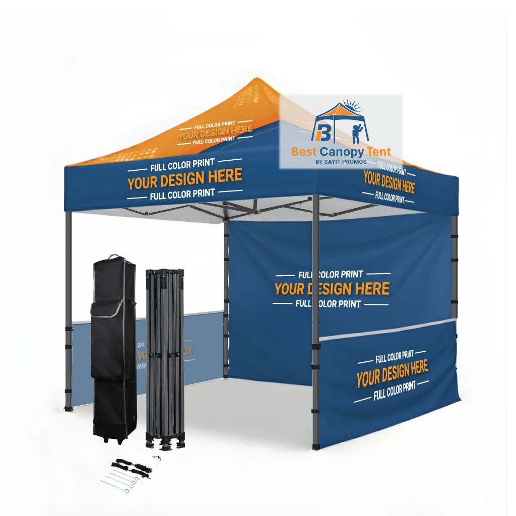 Custom printed canopy tent with black frame kit