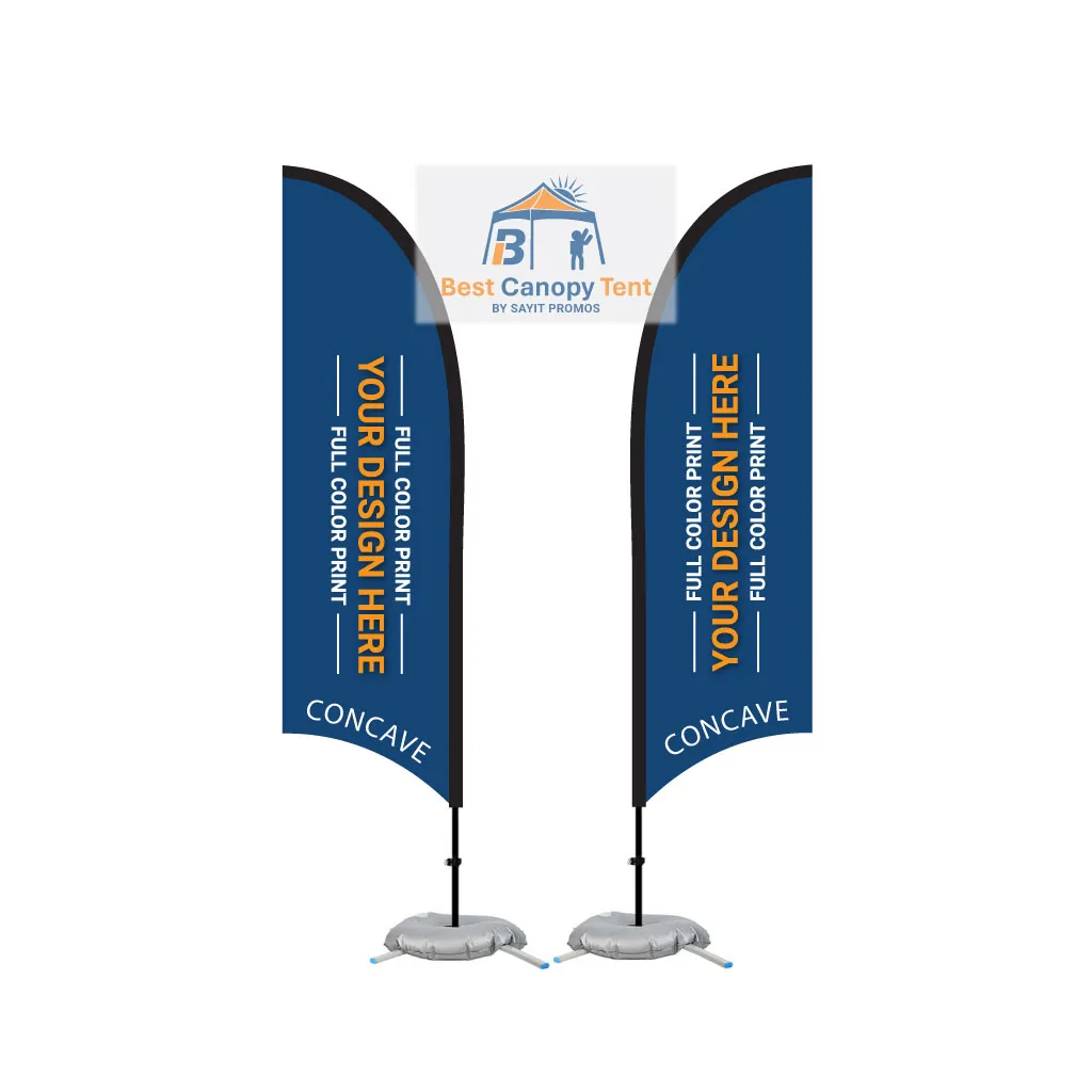 9 foot feather flag with cross base, water bag and concave shape