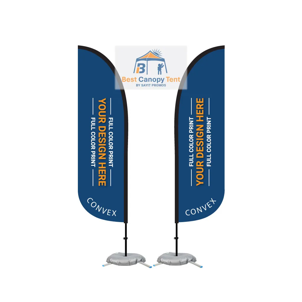 9 foot feather flag with cross base, water bag and convex shape